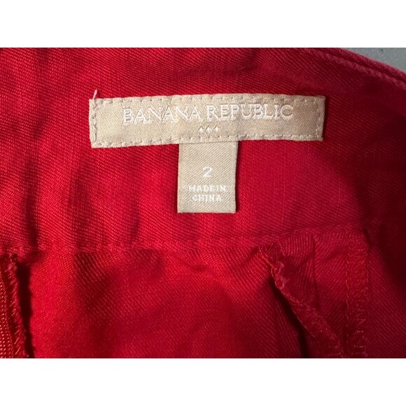 Banana Republic Red Linen-Blend Tie-Waist Skirt Size 2 - Picture 3 of 9